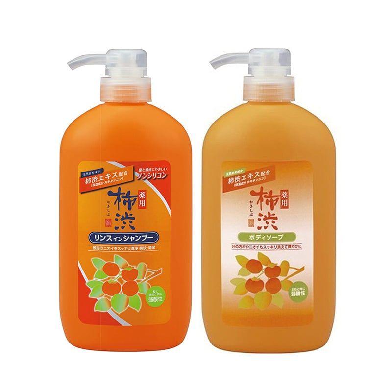 Combo Dầu Gội Xả Kumano Chiết Xuất Quả Hồng Shikioriori 600ml Và Sữa Tắm Kumano Chiết Xuất Quả Hồng Shikioriori 600ml