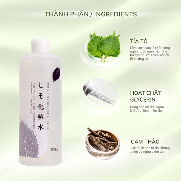 Nước Hoa Hồng Dưỡng Da Chiết Xuất Tía Tô Chinoshio 500ml