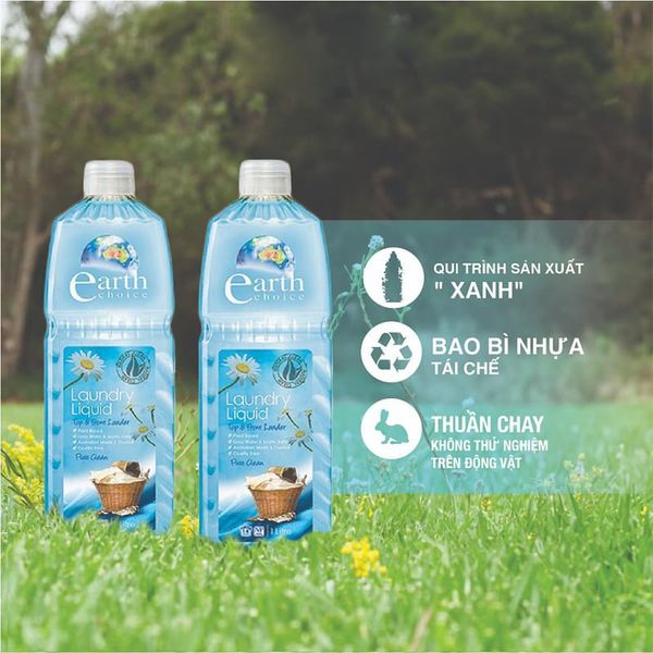 Nước Giặt Đồ Lót Earth Choice An Toàn Với Da Nhạy Cảm Với Nguồn Gốc Thực Vật An Toàn - Dung Tích 1 Lít