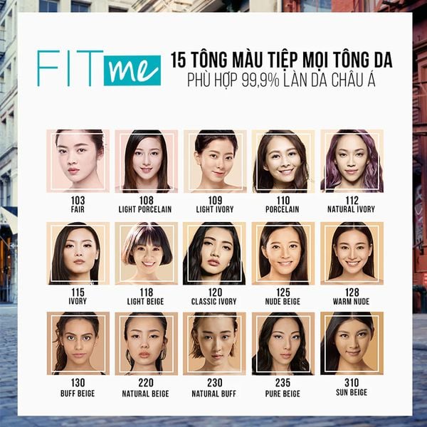 Kem Nền Maybelline Mịn Nhẹ Kiềm Dầu Chống Nắng Fit Me Matte Poreless Foundation SPF 22 #112 Natural Ivory 30ml
