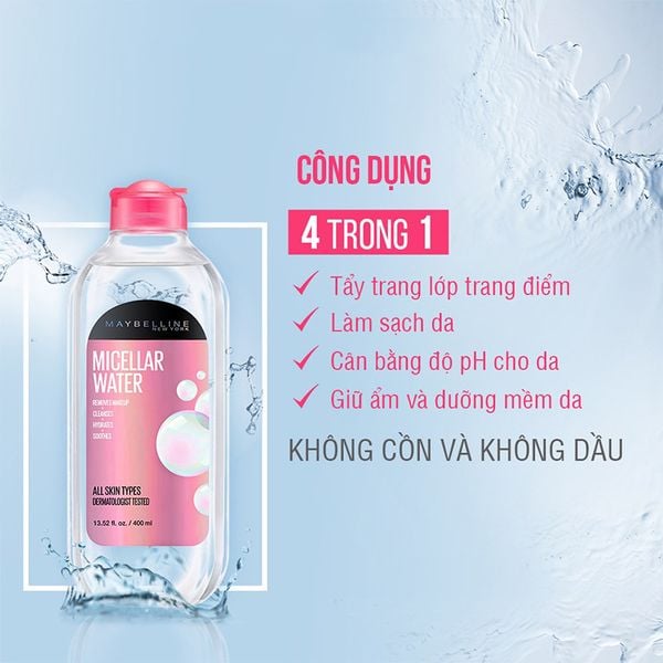(HSD: 4/2026) Nước Tẩy Trang Đa Công Dụng Maybelline Micellar Water 400ml