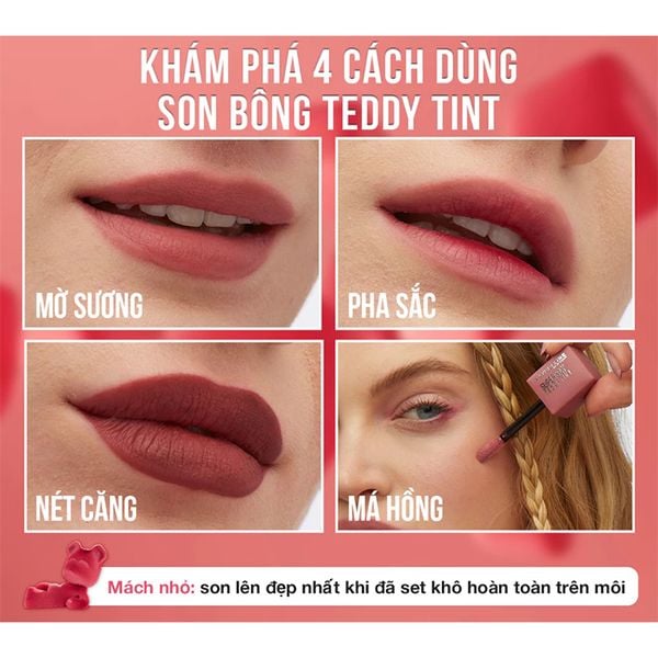 Son Kem Lì Maybelline Superstay Teddy Tint 5ml (Có 2 Màu Lựa Chọn)
