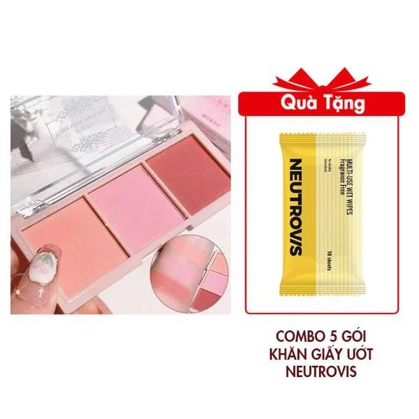 Phấn Má Hồng Nội Địa Trung Cao Cấp Mẫu NDT011 Màu Sắc: 01 # Tặng Combo 5 Gói Khăn Giấy Ướt Đa Dụng Không Mùi An Toàn Neutrovis - (Gói 10tờ)