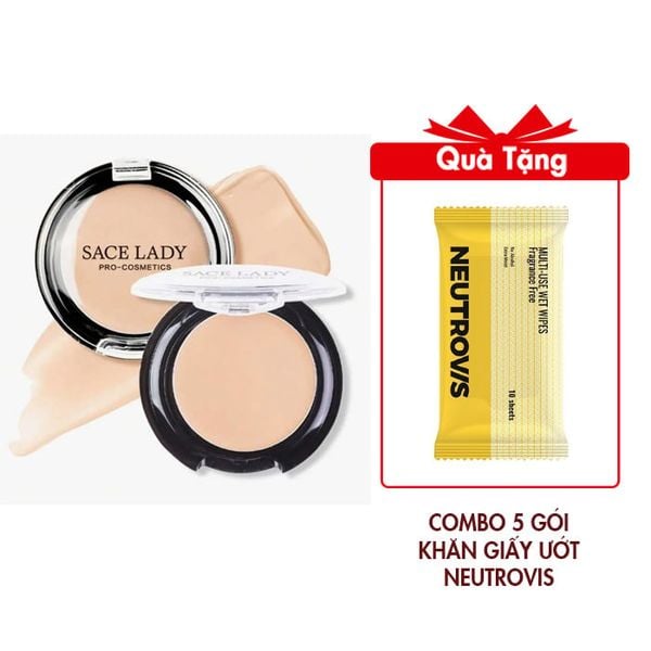 Phấn Phủ Chống Thấm Nước Nội Địa Trung Cao Cấp Mẫu NDT016 Tặng Combo 5 Gói Khăn Giấy Ướt Đa Dụng Không Mùi An Toàn Neutrovis - (Gói 10tờ)
