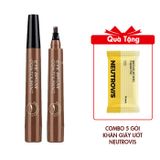 Bút Kẻ Lông Mày Dạng Lông Không Thấm Nước Nội Địa Trung Mẫu NDT033 Tặng Combo 5 Gói Khăn Giấy Ướt Đa Dụng Không Mùi An Toàn Neutrovis - (Gói 10tờ)