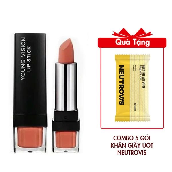 Son Nhung Lì Nội Địa Trung Màu Cam San Hô Mẫu NDT063 Tặng Combo 5 Gói Khăn Giấy Ướt Đa Dụng Không Mùi An Toàn Neutrovis - (Gói 10tờ)