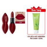 Son Dưỡng Ẩm Lâu Trôi Nội Địa Màu Đỏ Trung Mẫu NDT208 Tặng Sữa Rửa Mặt Cho Da Hỗn Hợp Chiết Xuất Trà Xanh Hebeheba Real Greentea Cleansing Foam 120ml