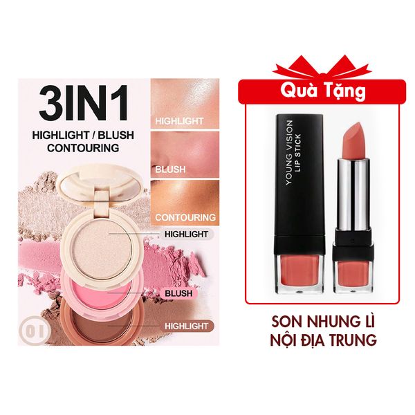 Phấn Má Hồng Trang Điểm Nội Địa Trung Màu Be Mẫu NDT220 Tặng 1 Thỏi Son Nhung Lì Nội Địa Trung