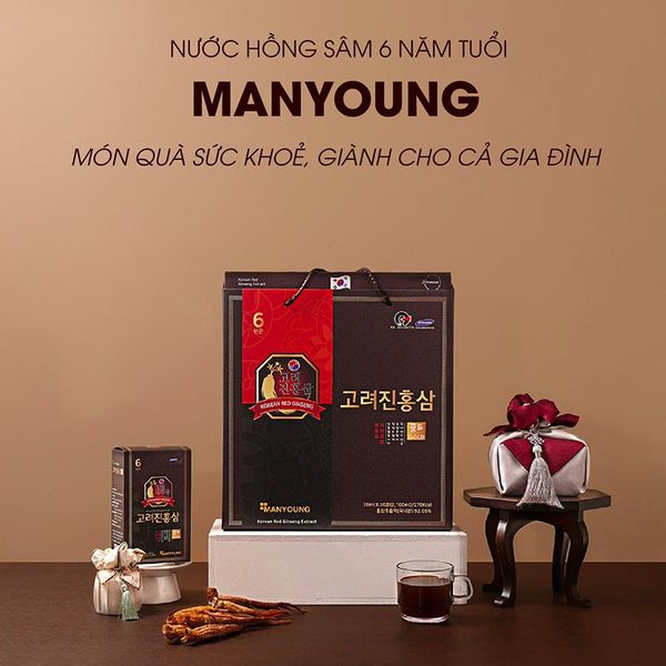 Nước Hồng Sâm 6 Năm Tuổi ManYoung Giúp Tăng Cường Sinh Lực, Phục Hồi Sức Khoẻ Hiệu Quả