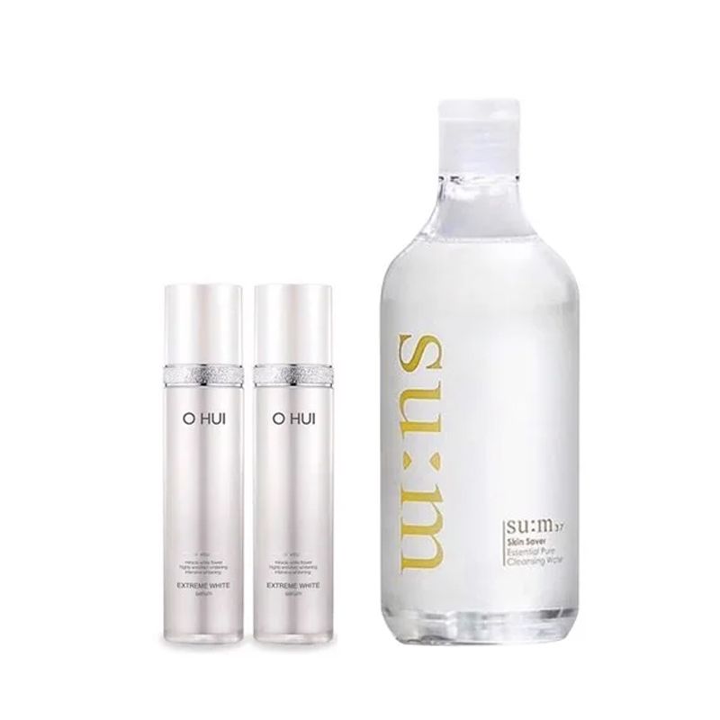 (Nhiều hạn sử dụng) Combo 2 Tinh Chất Trắng Da Ohui Extreme White Serum 3mlx2 Và Nước Tẩy Trang Su:m37 Skin Saver Essential Pure Cleansing Water 100ml - 1