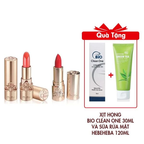 Combo Son Lì Dưỡng Ẩm Mini Cao Cấp Ohui The First Geniture Lipstick Minisize Màu Coral 2g Và Màu Red 2g