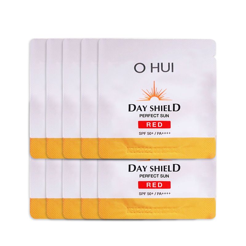 Combo 10 Kem Chống Nắng Ohui Day Shield Perfect Sun Red Cho Da Nhạy Cảm, Mẩn Đỏ SPF 50+/Pa+++ 1mlx10