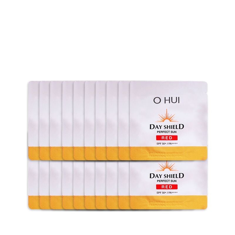 Combo 20 Kem Chống Nắng Ohui Day Shield Perfect Sun Red Cho Da Nhạy Cảm, Mẩn Đỏ SPF 50+/Pa+++ 1mlx20