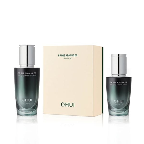 Full Size Set Tinh Chất Chống Lão Hóa Đặc Biệt Ohui Prime Advancer Ampoule Serum 50ml+20ml