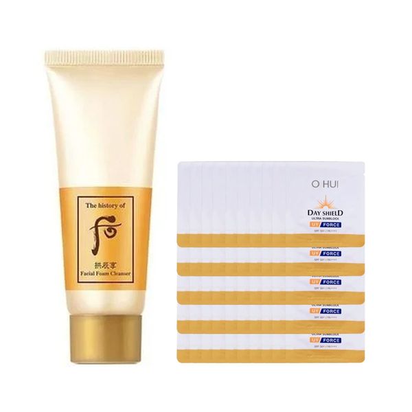 Combo 50 Kem Chống Nắng Ohui Day Shield Ultra Sunblock UV Force Cao Cấp 1mlx50 Và Sữa Rửa Mặt Dịu Nhẹ The History Of Whoo Gongjinhyang Facial Cleansing Foam 40ml