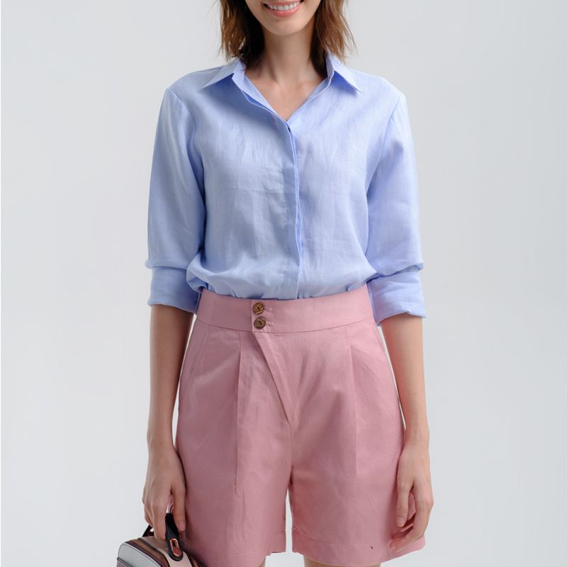 ÁO SƠ MI NỮ DÀI TAY CÔNG SỞ CỔ ĐỨC BASIC VẢI ĐŨI NHIỀU MÀU  LINEN SHIRT  SM01 NAVIER  khuyến mãi giá rẻ chỉ 249000 đ  Giảm giá mỗi ngày