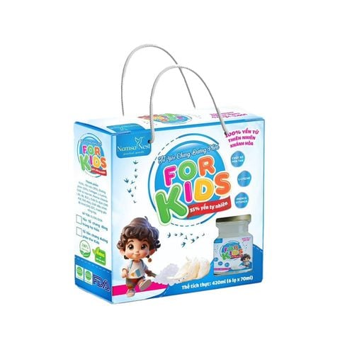 (HSD: 6/2026) Yến Tổ Chưng Đường Phèn Cho Bé For Kids Namsa Nest - Hộp 6 lọ x 70ml