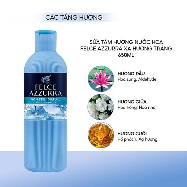 Sữa Tắm Hương Nước Hoa Felce Azzurra 650ml (Có nhiều mùi lựa chọn)
