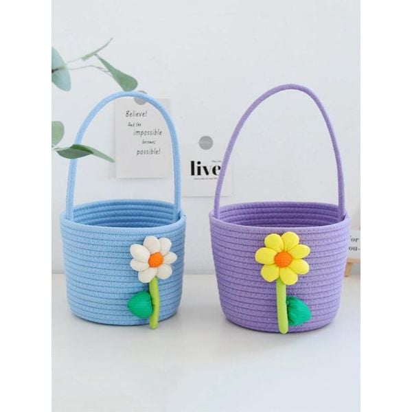 Giỏ Xách Họa Tiết Hoa Dễ Thương Mẫu DAJT063