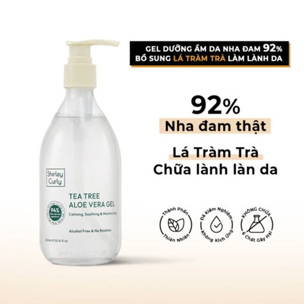 (HSD: 7/2026) Gel Dưỡng Ẩm Shirley Curly Tea Tree Aloe Vera Gel 300Ml