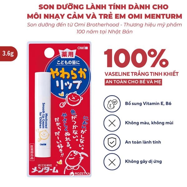 Son Dưỡng Lành Tính Dành Cho Môi Nhạy Cảm Và Trẻ Em Omi Menturm 3.6Gr