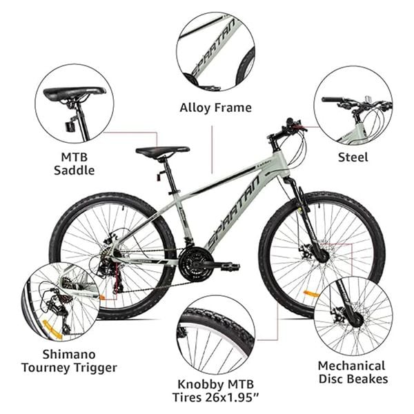 Xe Đạp Unisex Spartan 26inch Calibre Hardtail MTB - Sand Grey SP-3177