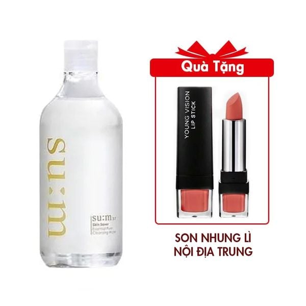Nước Tẩy Trang Su:m37 Skin Saver Essential Pure Cleansing Water 100ml Tặng Son Nhung Lì Nội Địa Trung Màu Cam Cháy Mẫu NDT064