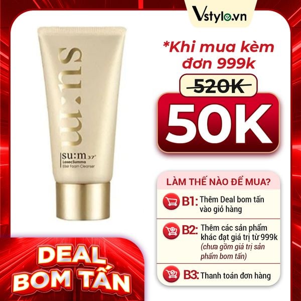 Sữa Rửa Mặt Tái Sinh Da Chiết Xuất Vàng Su:m 37 Losec Summa Elixir Foam Cleanser 60ml (DEAL BOM TẤN 999K)
