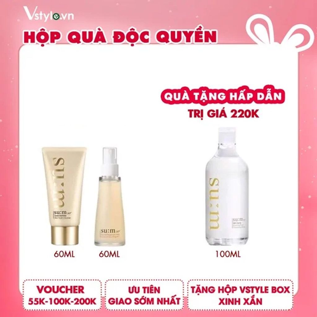 Box Combo Sữa Rửa Mặt Tái Sinh Da Chiết Xuất Vàng Su:m 37 Losec Summa Elixir Foam Cleanser 60ml Và Xịt Khoáng Nước Thần Su:m37 Secret Essence Mist 60ml Tặng Nước Tẩy Trang Su:M37 Skin Saver Essential Pure Cleansing Water 100ml