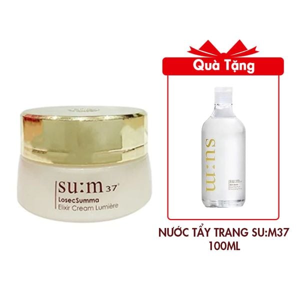 Kem Dưỡng Trắng Sáng Chống Lão Hóa Sum37 Losec Summa Elixir Cream Lumiere 10ml Tặng Nước Tẩy Trang Su:m37 Skin Saver Essential Pure Cleansing Water 100ml