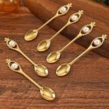 Set 6 Muỗng Cà Phê Gắn Ngọc Trai Sang Trọng Sunny Mẫu SUNH105