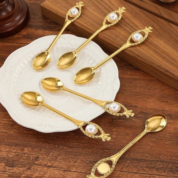 Set 6 Muỗng Cà Phê Gắn Ngọc Trai Sang Trọng Sunny Mẫu SUNH105