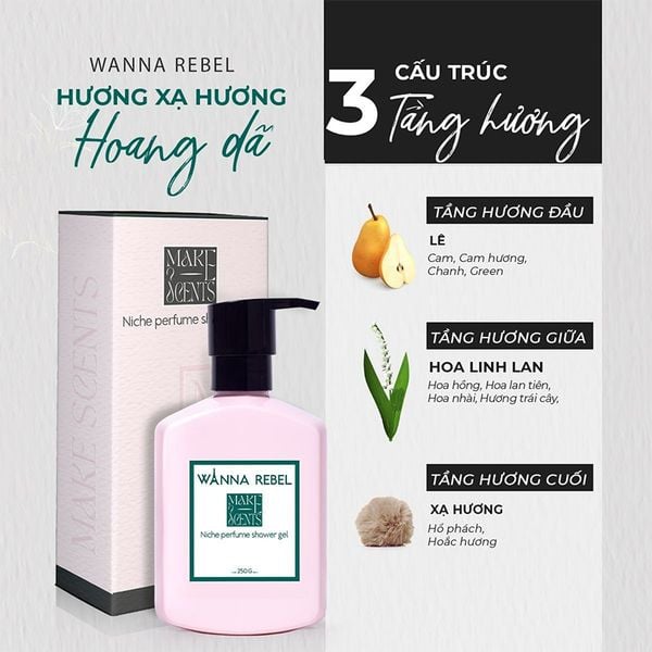 (HSD: 11/2026) Sữa Tắm Nước Hoa Niche Make Scents Hương Xạ Hương Hoang Dã - Wanna Rebel 250Gr