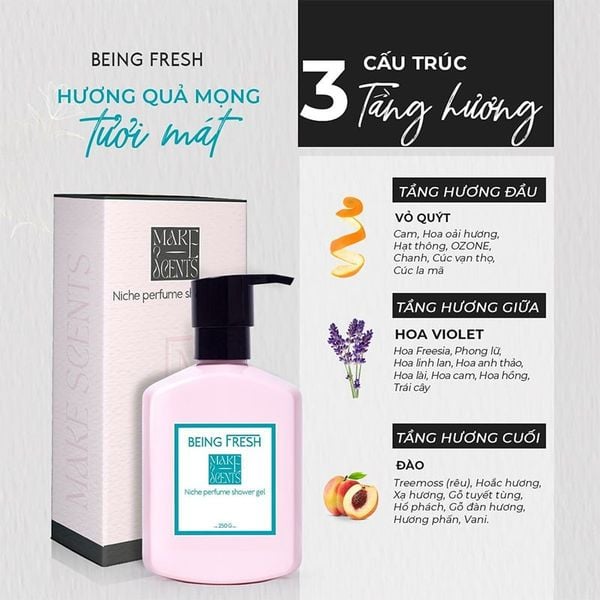 (HSD: 11/2026) Sữa Tắm Nước Hoa Niche Make Scents Hương Quả Mọng Tươi Mát - Being Fresh 250Gr