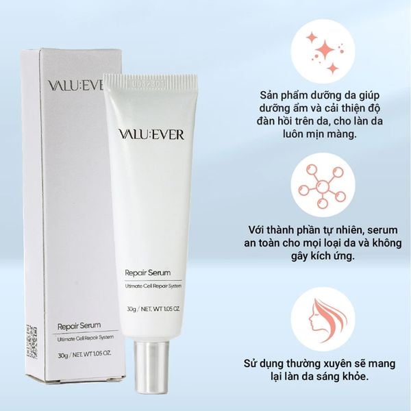 (HSD: 1/2026) Serum Tái Tạo Phục Hồi Da VALU:EVER Repair Serum 30G