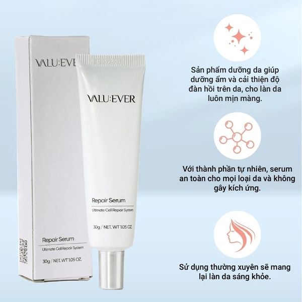 (HSD: 1/2026) Combo 2 Serum Tái Tạo Phục Hồi Da VALU:EVER Repair Serum 30Gx2