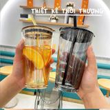 Ly Thủy Tinh Cao Cấp Quai Da Chống Nhiệt GOR Màu Đen Khói 450ml mẫu NNG002