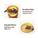 Combo 2 Ly Thủy Tinh Cao Cấp Quai Da Chống Nhiệt GOR Màu Vàng trà Và Đen Khói