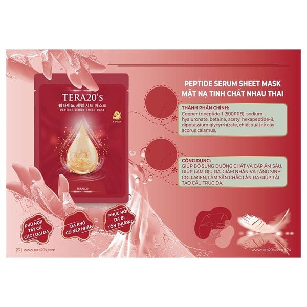 Hộp Mặt Nạ Tinh Chất Peptide Tera20’S (Hộp 8 miếng)