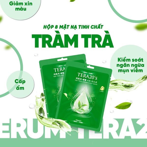 Hộp Mặt Nạ Tinh Chất Tràm Trà Tera20’S (hộp 8 miếng)