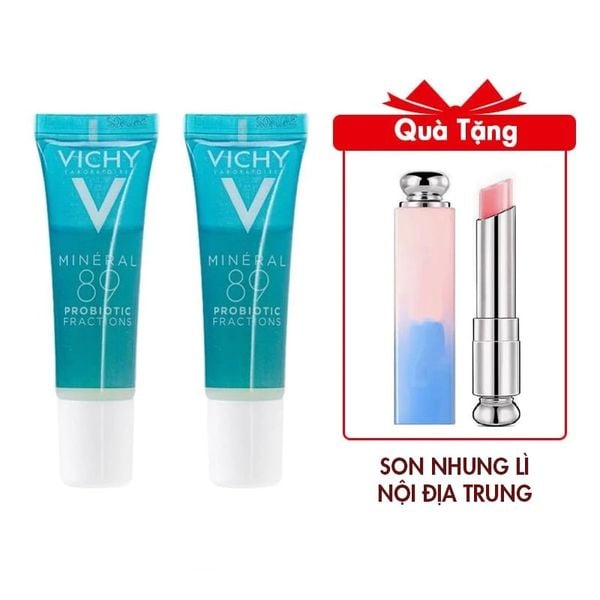 Combo 2 Serum Vichy Giải Cứu Làn Da Tức Thì  Serum Mineral 89 Probiotic Fractions 10mlx2 Tặng Son Dưỡng Có Màu Nội Địa Trung Cao Cấp Mẫu NDT017 Màu hồng