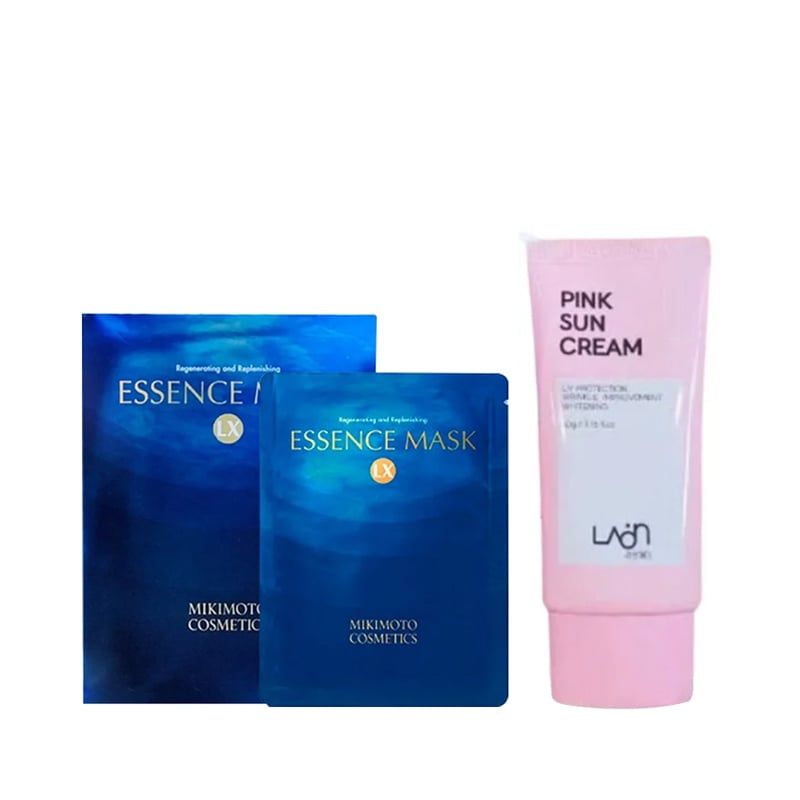 Combo Mặt Nạ Essence Tinh Chất MIKIMOTO LX Hộp 6 Miếng Và Kem Chống Nắng Pink Sun Cream Laon 50g