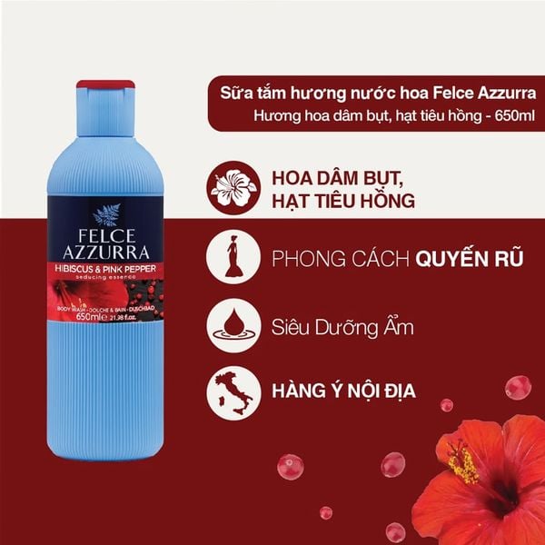 Sữa Tắm Hương Nước Hoa Felce Azzurra 650ml (Có nhiều mùi lựa chọn)