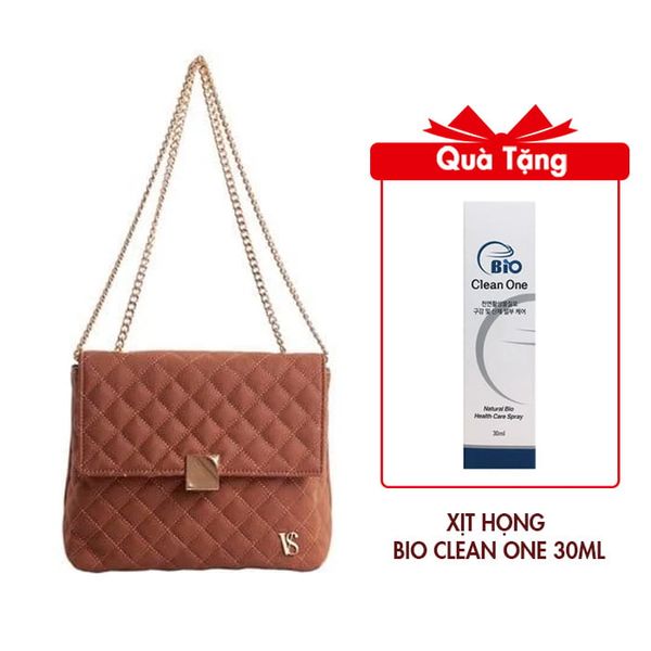Túi Thêu Caro Khoá Vuông Vstyle 002 Màu Nâu Gân