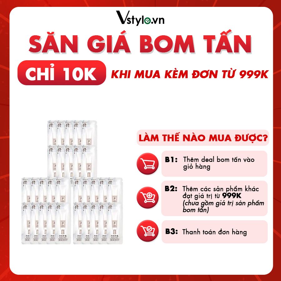 Combo 30 Kem Chống Nắng Nâng Tone Dưỡng Trắng Whoo Radiant White Tone Up Sunscreen SPF 50+/ PA++++ 1mlx30 (DEAL BOM TẤN 999K)