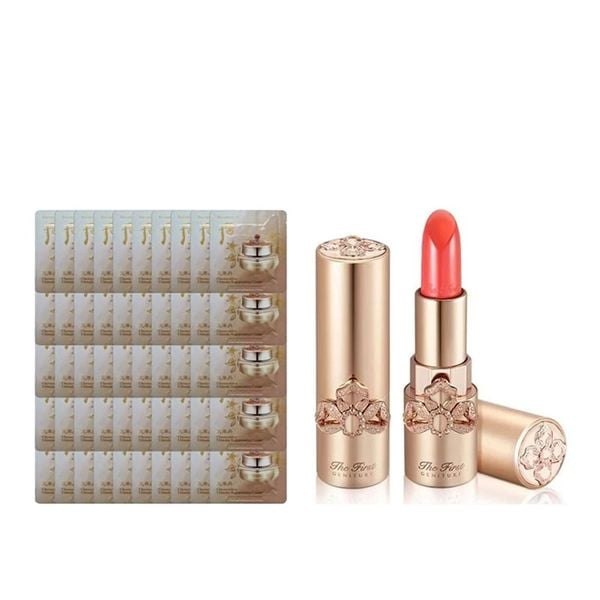 Combo 50 Kem Dưỡng Whoo Tái Sinh Chống Lão Hóa Ultimate Regenerating Cream 1mlx50 Và Son Lì Dưỡng Ẩm Mini Cao Cấp Ohui The First Geniture Lipstick Minisize Màu Coral 2g