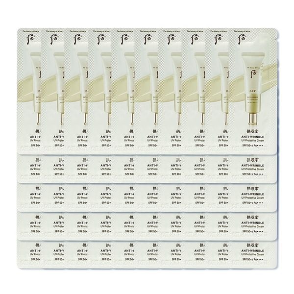 Combo 50 Kem Chống Nắng Bảo Vệ Cải Thiện Nếp Nhăn Whoo Wrinkle Sun Cream SPF50+/PA+++ 1mlx50 (DEAL BOM TẤN 999K)