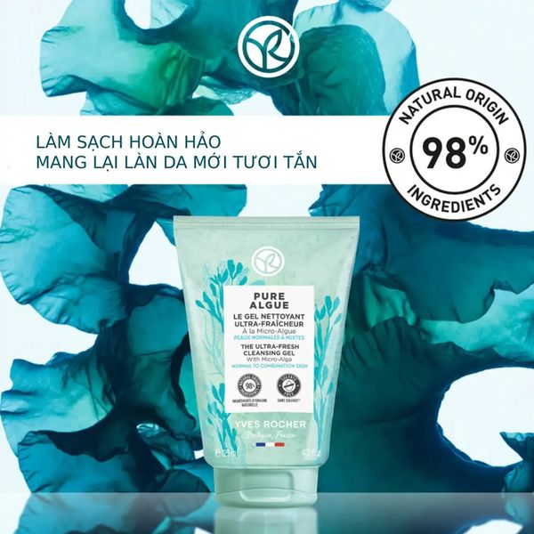 (HSD: 3/2027) Sữa Rửa Mặt Dành cho Da Thường Đến Hỗn Hợp Yves Rocher Pure Algue Ultra Fresh Cleansing Gel Tube 125ml