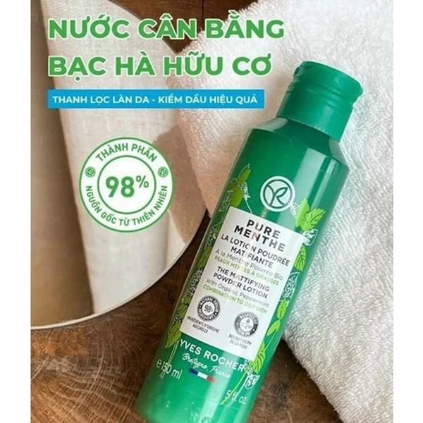Lotion Dành Cho Da Dầu Và Mụn Yves Rocher Pure Menthe The Mattifying Powder Lotion 150ml
