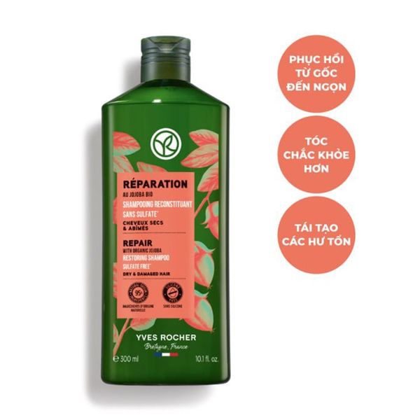 Dầu Gội Phục Hồi Tóc Hư Tổn Yves Rocher Repair Hair Care Restoring Shampoo Sulfate Free 300ml
